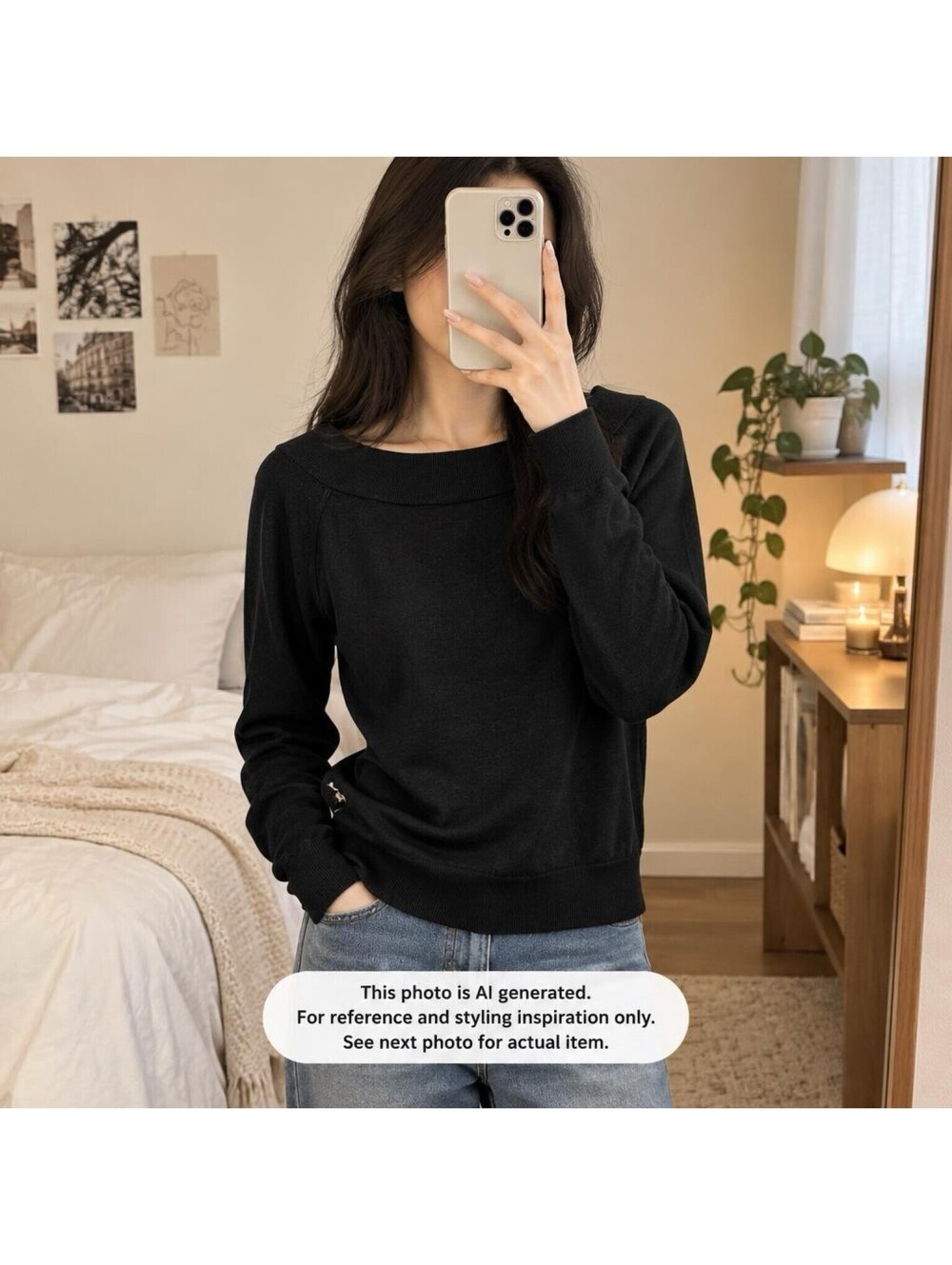 Uniqlo Women's Black 100% Wool Sweater Size L